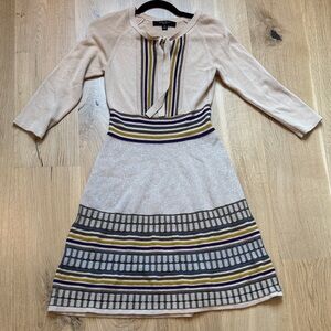 Nine West women's knit sweater dress 3/4 sleeves tie-front neckline Size Small